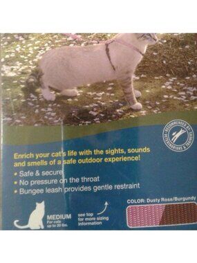 PetSafe Come With Me Kitty Harness & Bungee Leash Medium Dusty Rose/Burgundy New
